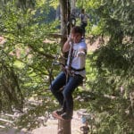 Teilnehmer im Kletterwald beim Hacker Bootcamp 2020