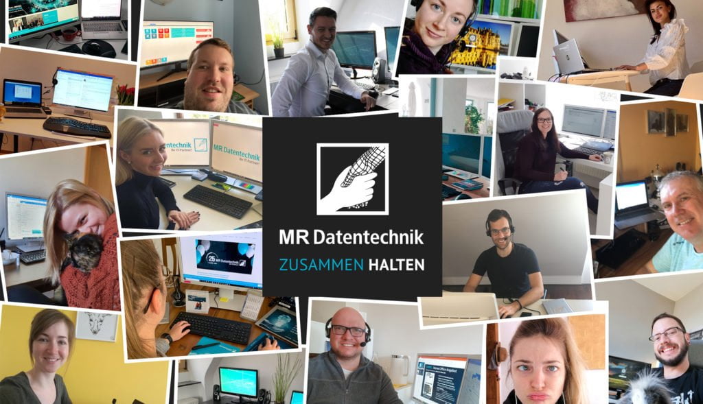 Collage aus Homeoffice Bildern der MR Kollegen